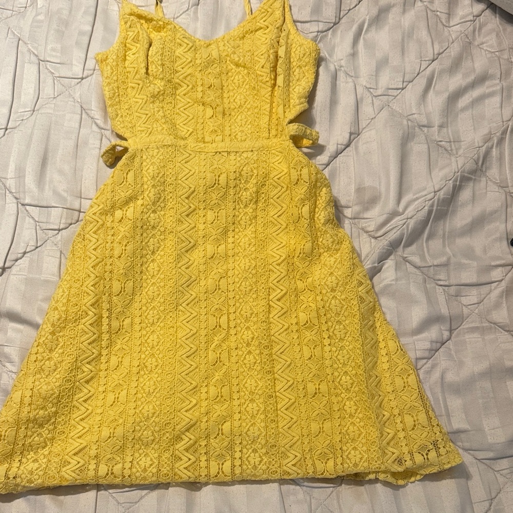 Hollister Sunny Yellow Lace Mini Dress